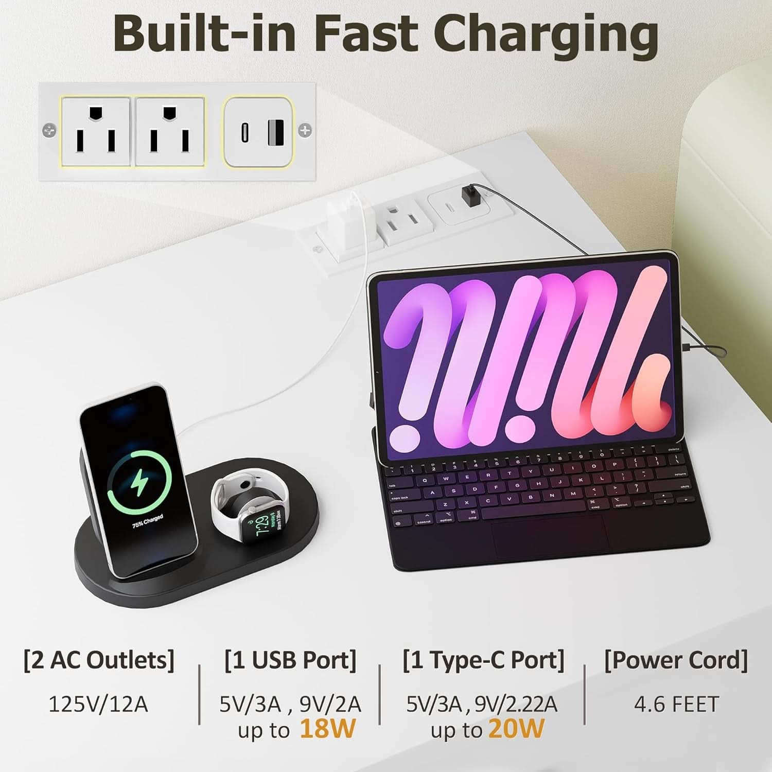 Eggshell WardrobeSystem Six Drawer Dresser With USB Type C Charging