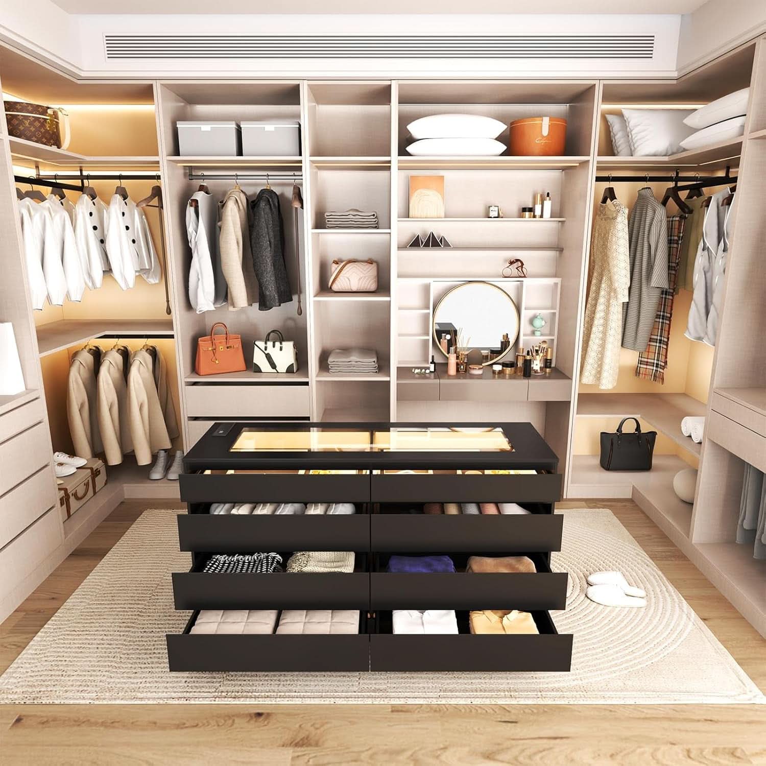 Eight Drawer Dresser With Electrical Outlet Bedroom