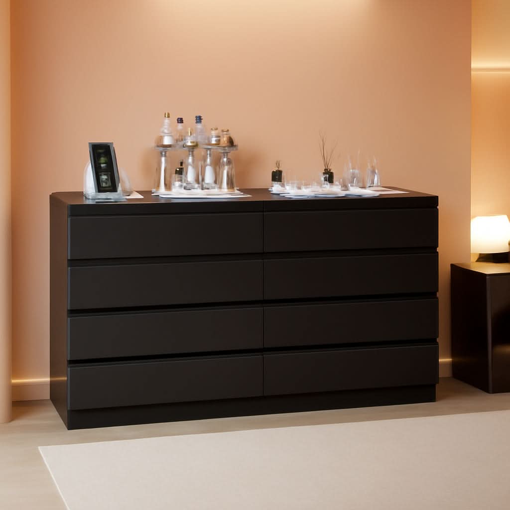 Eight Drawer Dresser With Electrical Outlet Bedroom