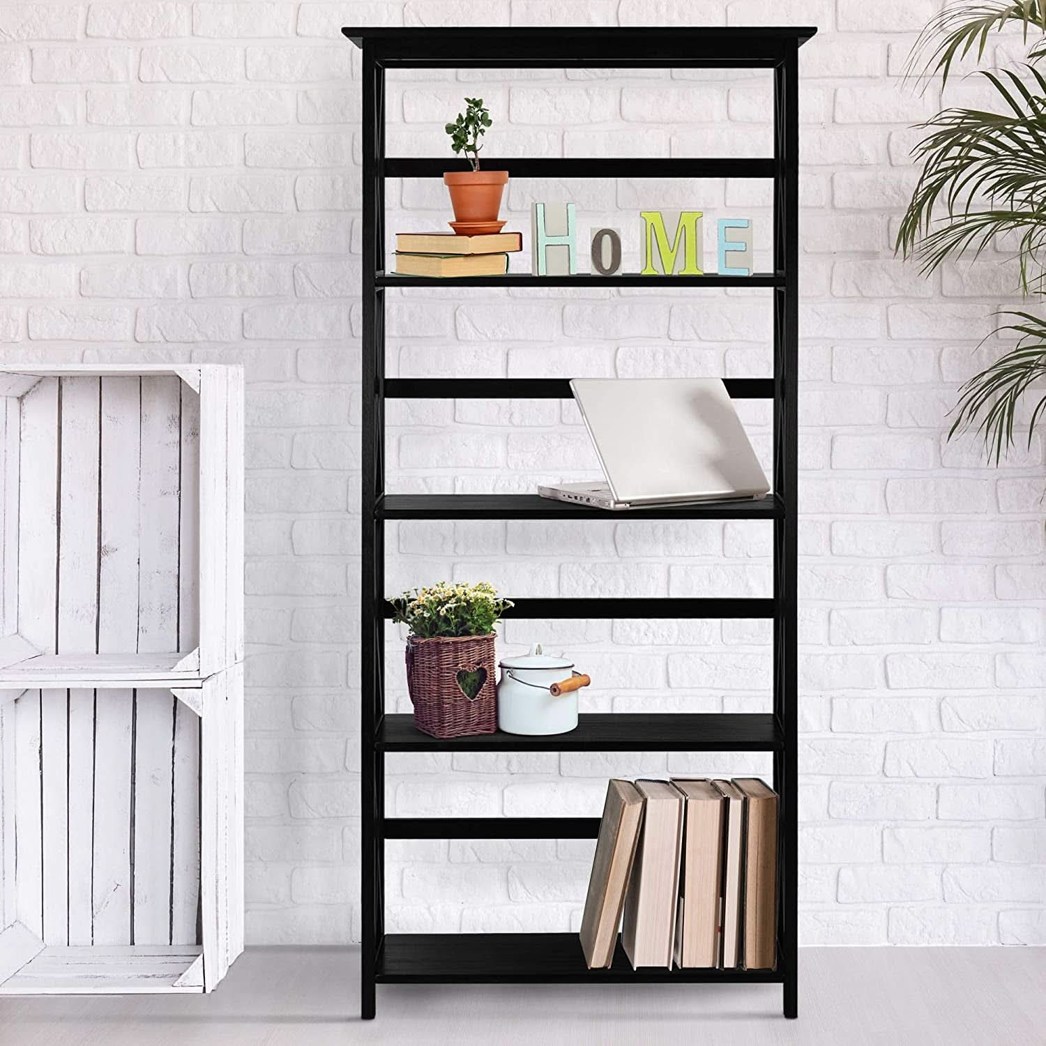 Eight Shelf Bookcase Solid Wood Construction For Home Office