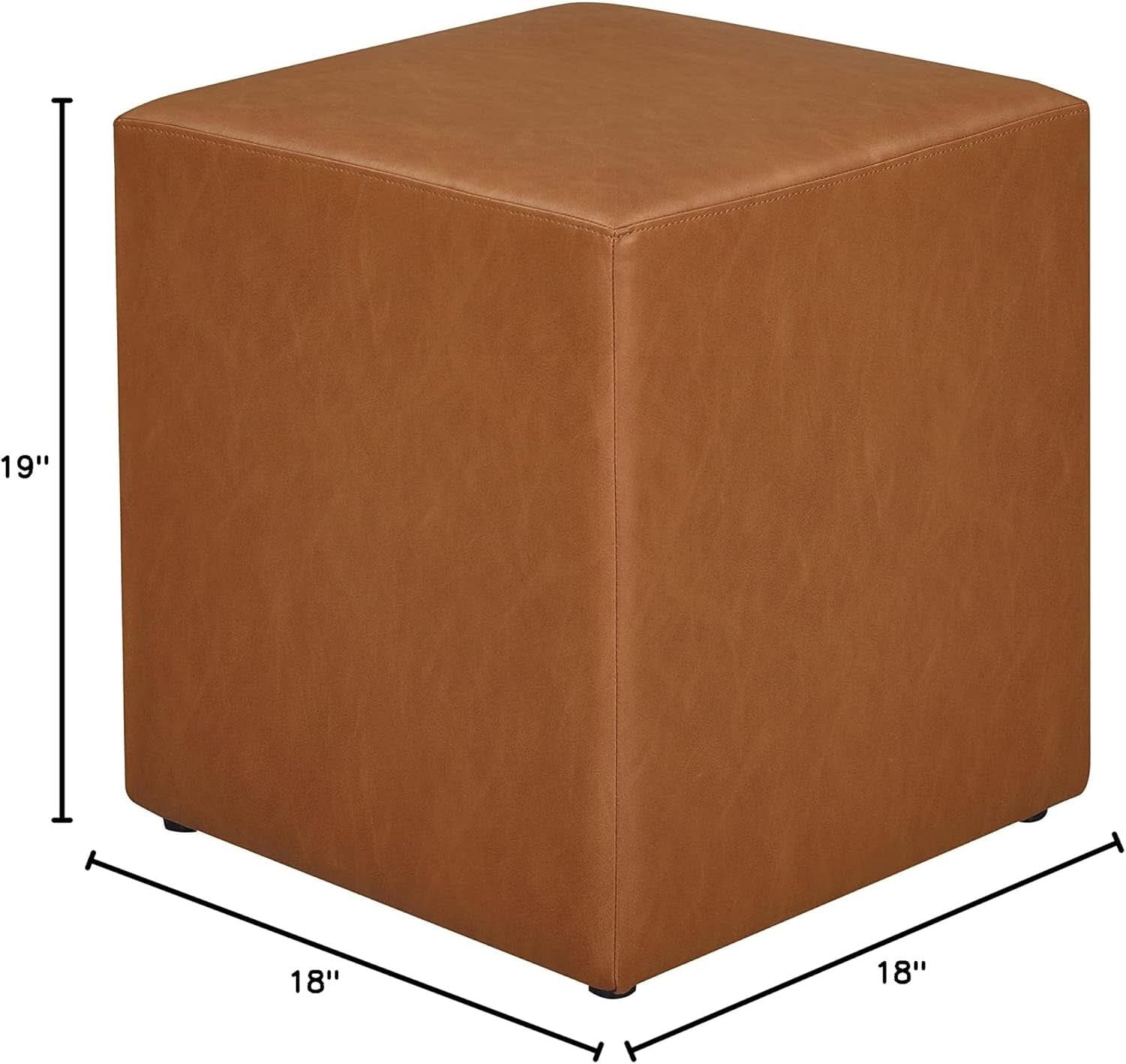 Eighteen Inch Caramel Brown Square Ottoman Footstool