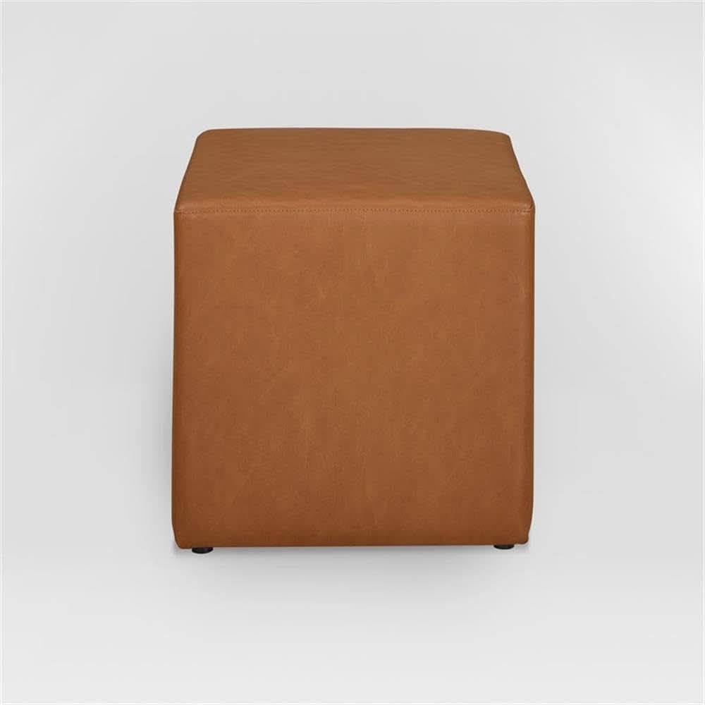 Eighteen Inch Caramel Brown Square Ottoman Footstool
