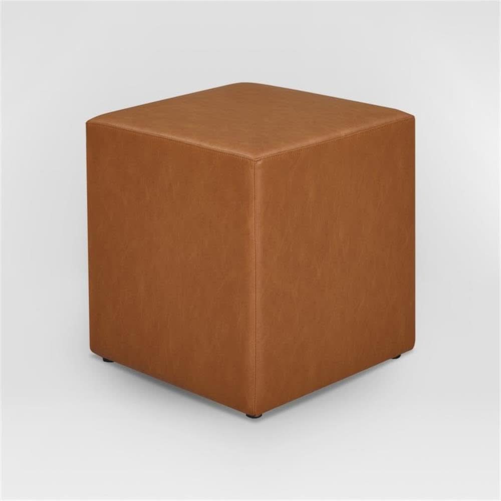Eighteen Inch Caramel Brown Square Ottoman Footstool