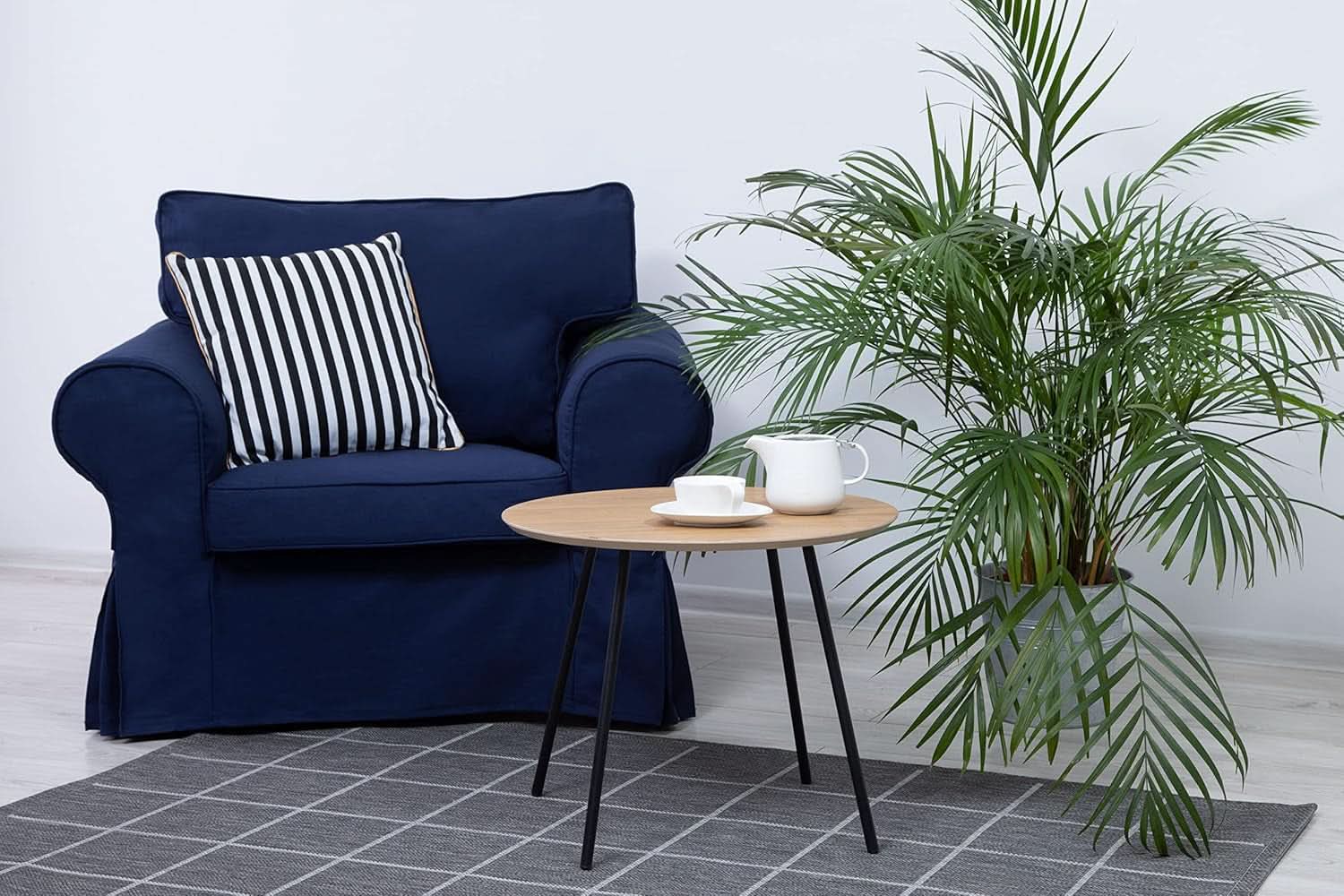 Ektorp Armchair Slipcover Cotton Blue For Ikea Ektorp Chair