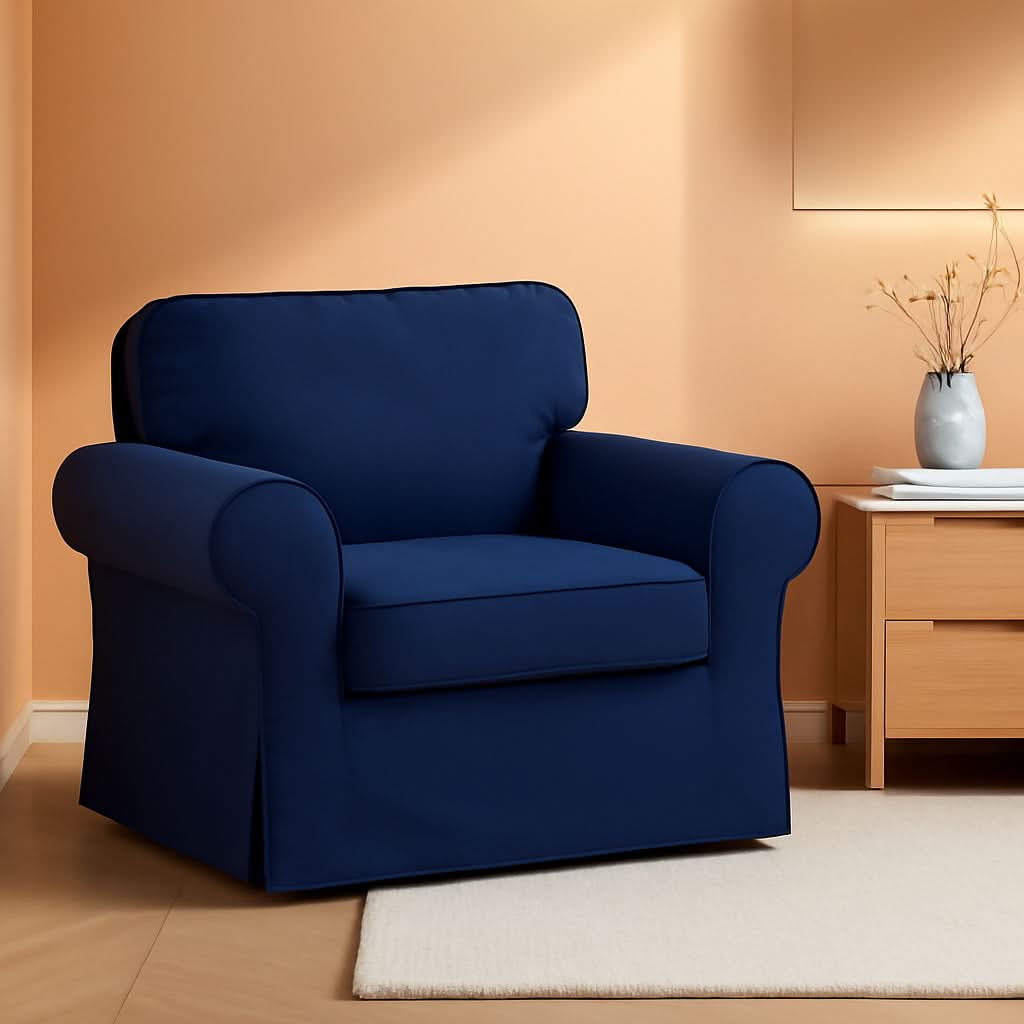 Ektorp Armchair Slipcover Cotton Blue For Ikea Ektorp Chair