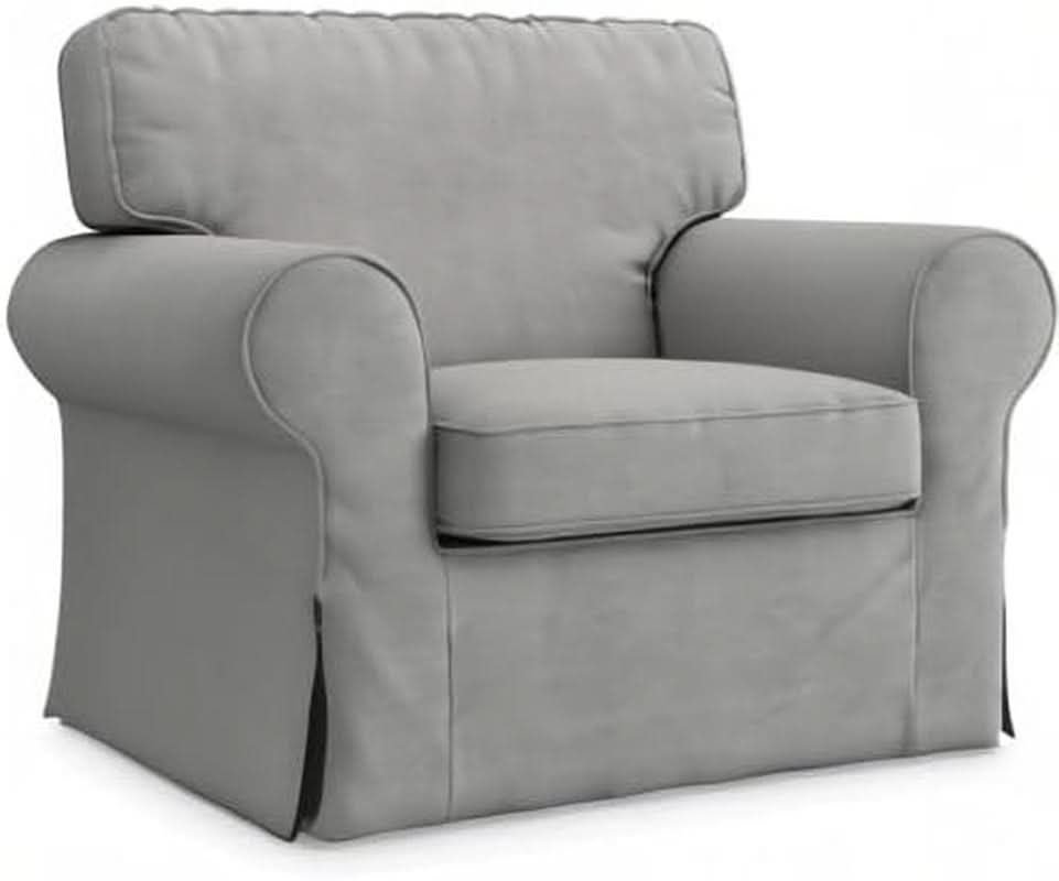 Ektorp Armchair Slipcover Cotton Grey Replacement For IKEA