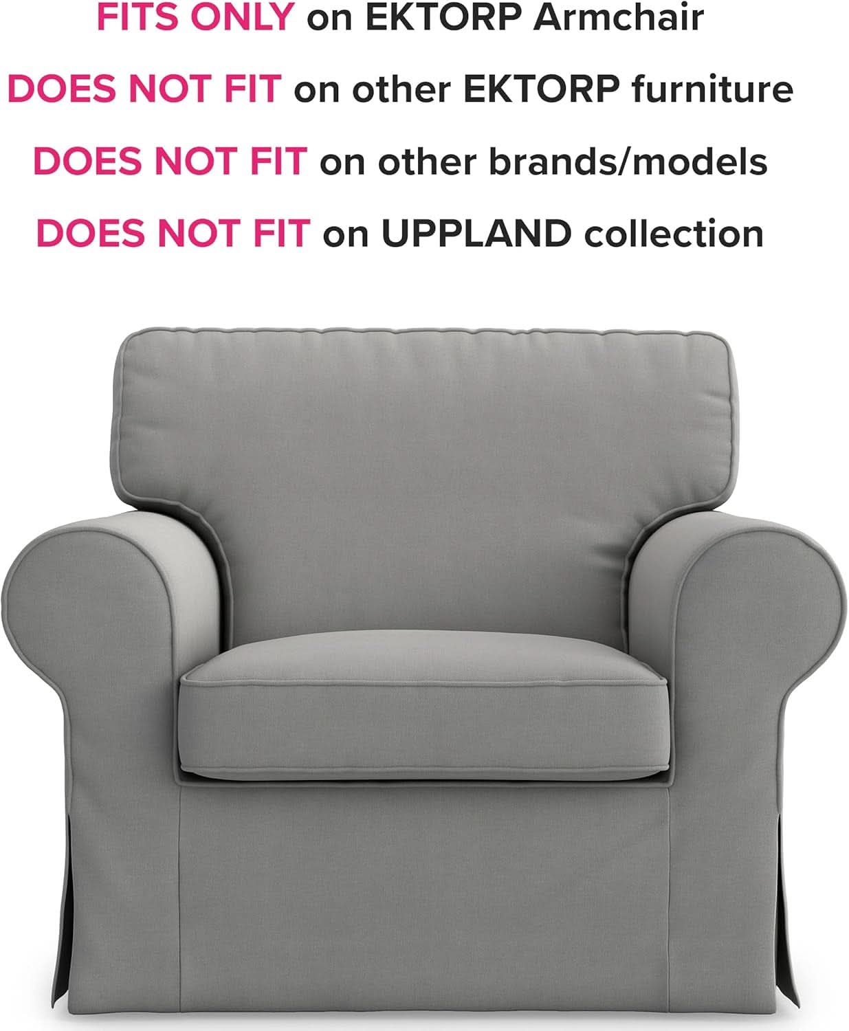 Ektorp Armchair Slipcover Cotton Grey Replacement For IKEA