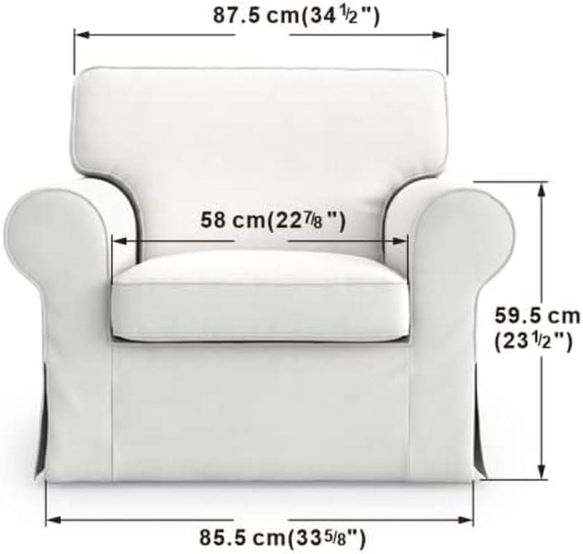 Ektorp Armchair Slipcover Cotton Grey Replacement For IKEA