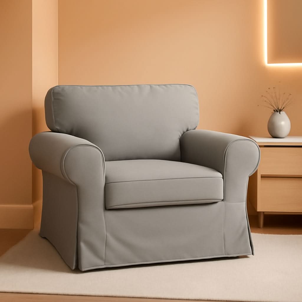 Ektorp Armchair Slipcover Cotton Grey Replacement For IKEA