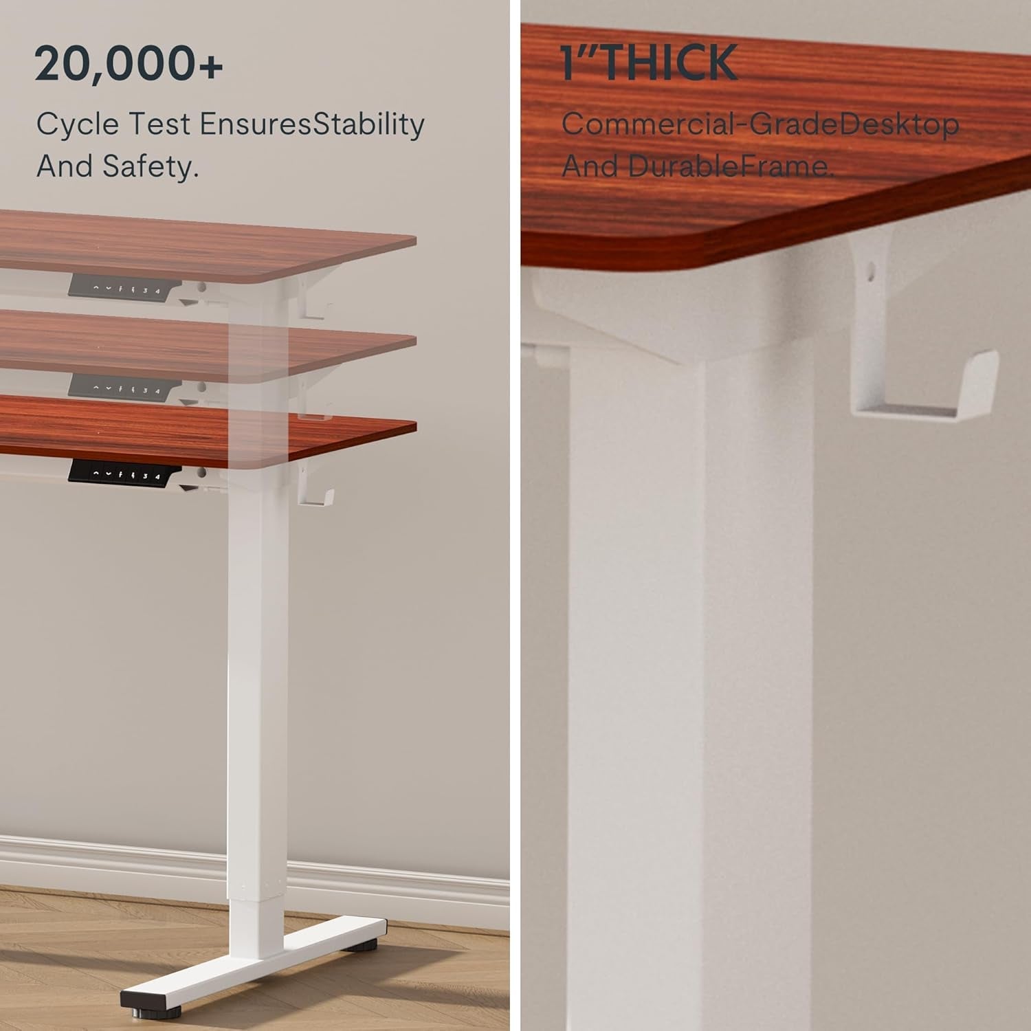 Electric Adjustable Height Desk 48 By 24 Inch Mahogany Top
