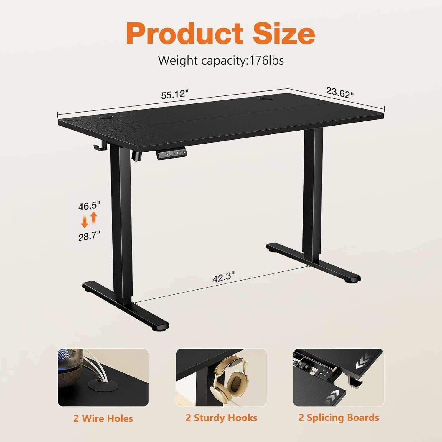 Electric Adjustable Height Standing Desk 55 By 24 Inches