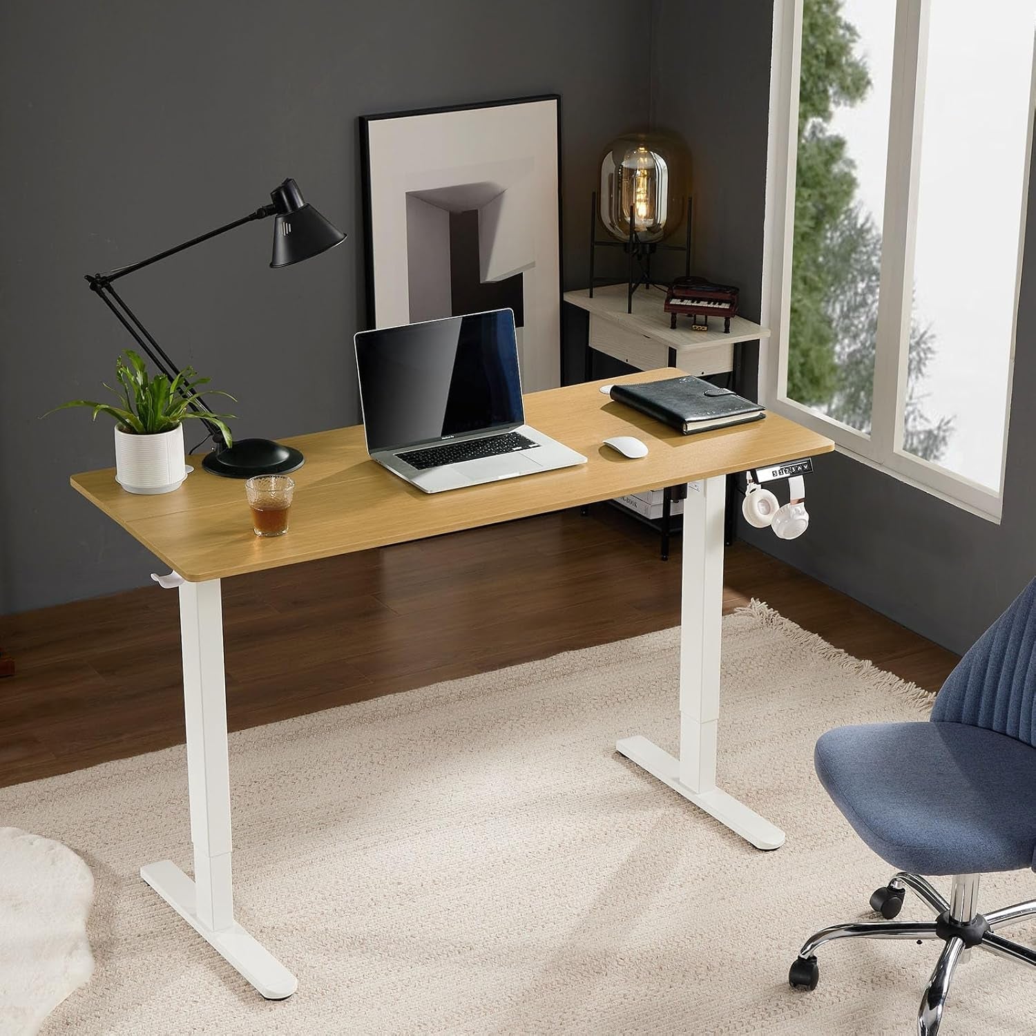 Electric Adjustable Height Standing Desk 55x24 Inch With Splice Panels