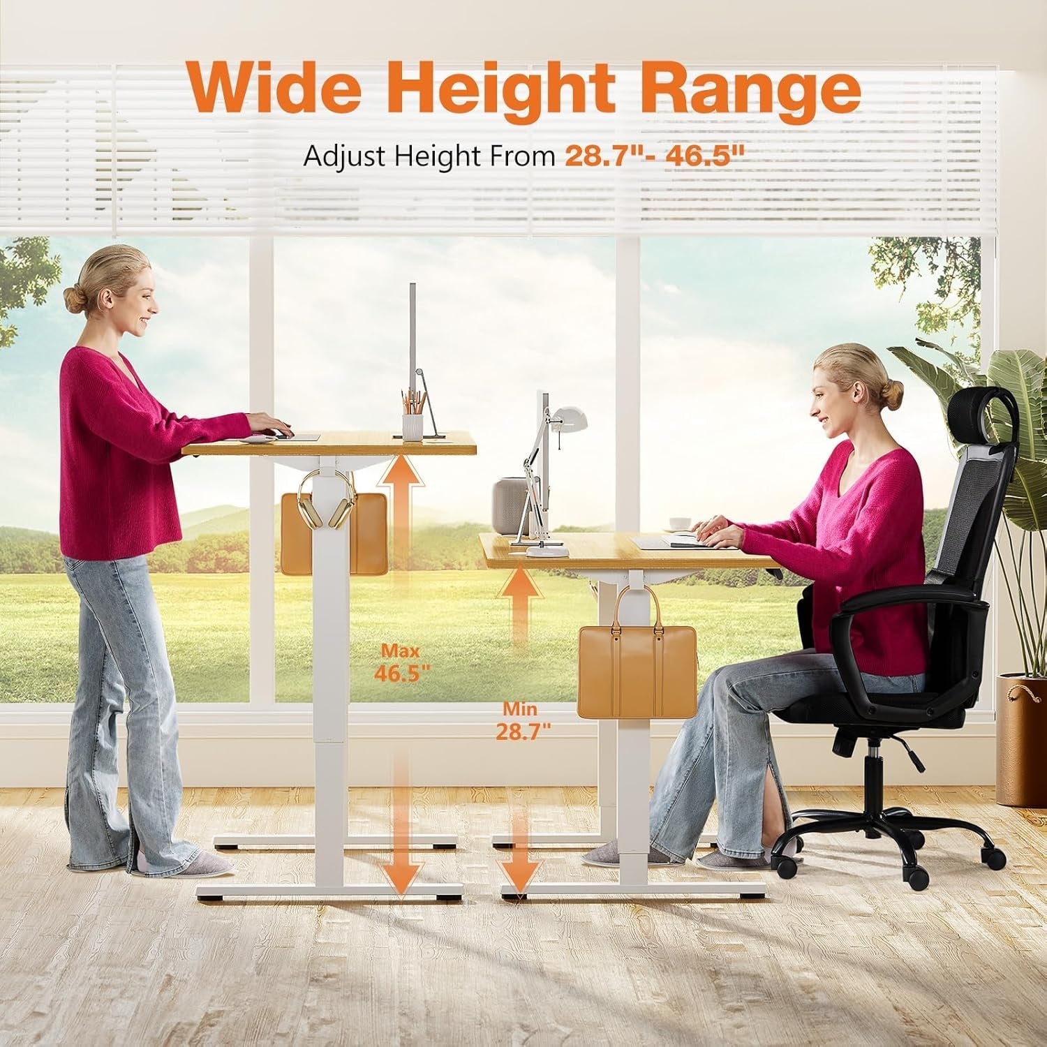 Electric Adjustable Height Standing Desk 55x24 Inch With Splice Panels