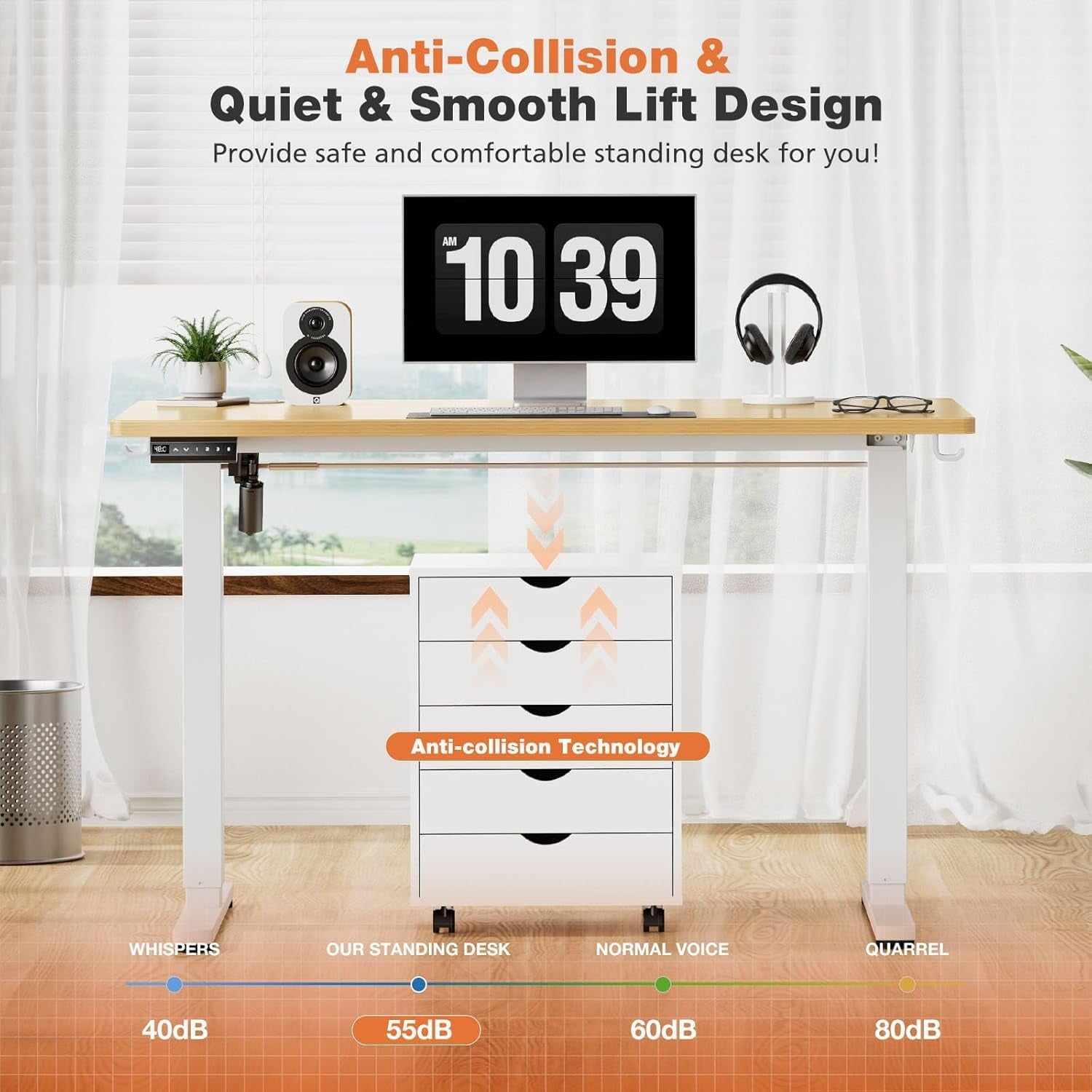 Electric Adjustable Height Standing Desk 55x24 Inch With Splice Panels