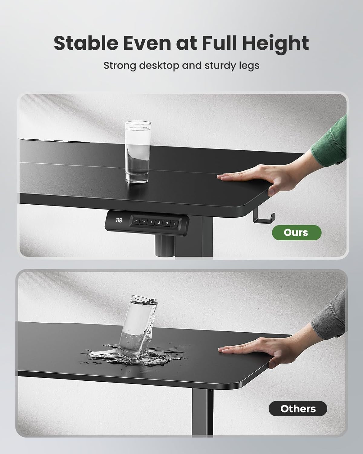 Electric Adjustable Standing Desk 48 By 24 Inch With 3 Memory Presets Black