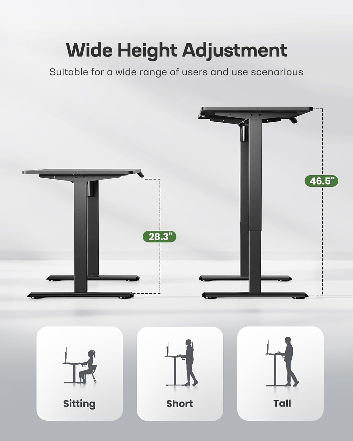 Electric Adjustable Standing Desk 48 By 24 Inch With 3 Memory Presets Black