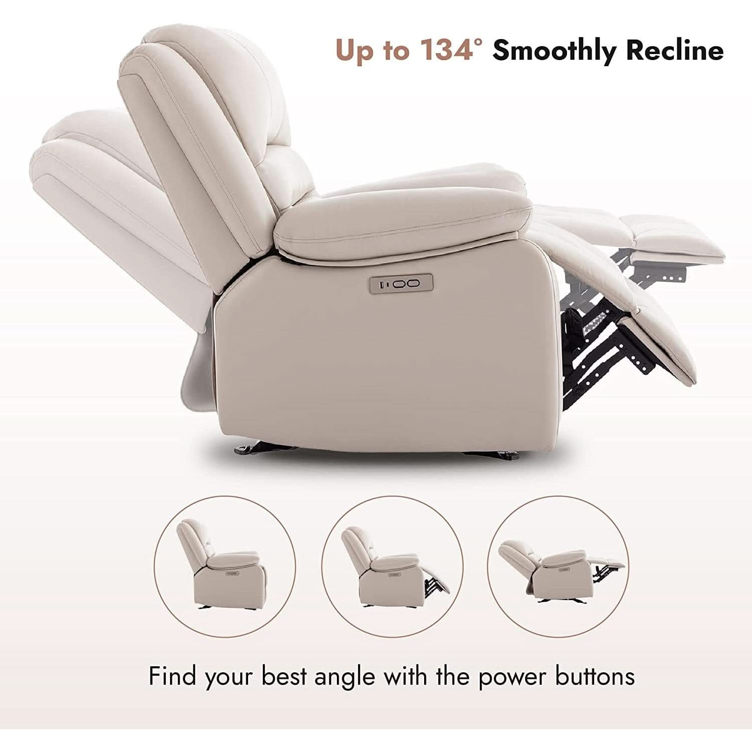 Electric Glider Recliner Chair With Power Recline Cream