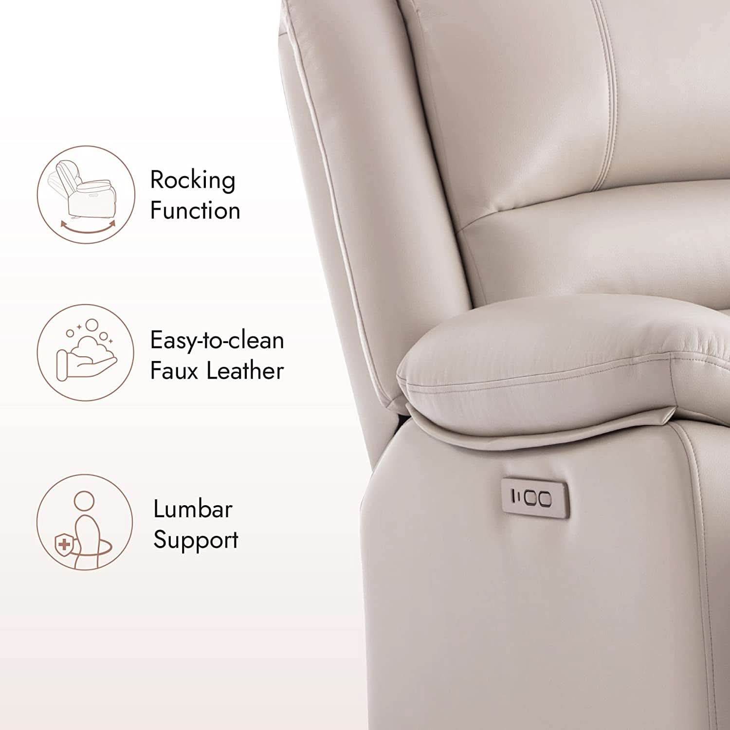 Electric Glider Recliner Chair With Power Recline Cream
