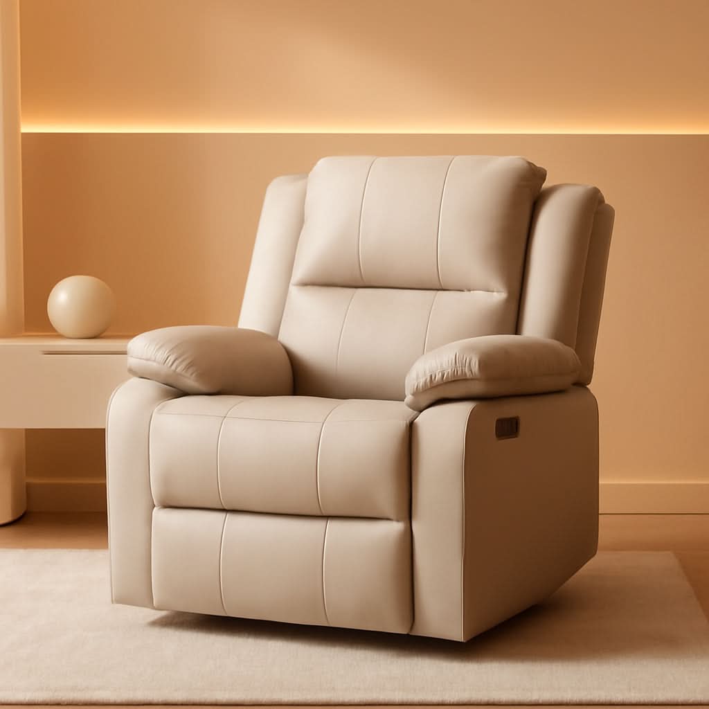 Electric Glider Recliner Chair With Power Recline Cream
