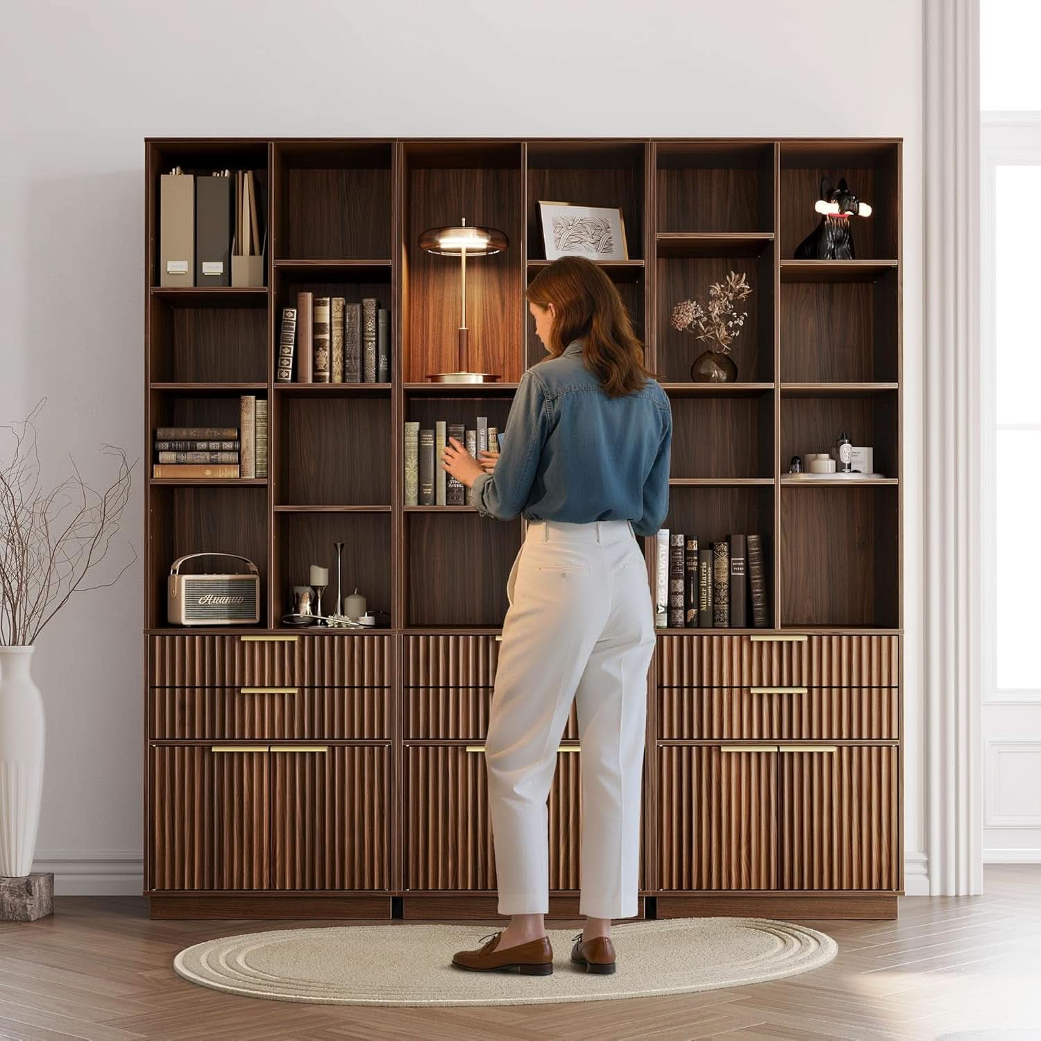 Electric Height Adjustable Desk 48 Inches Bookcase