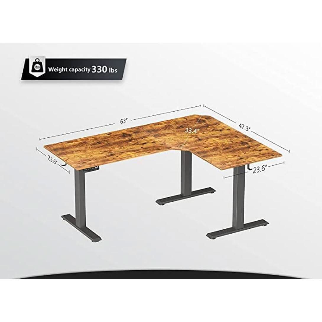 Electric Height Adjustable L Shaped Desk With File Cabinet
