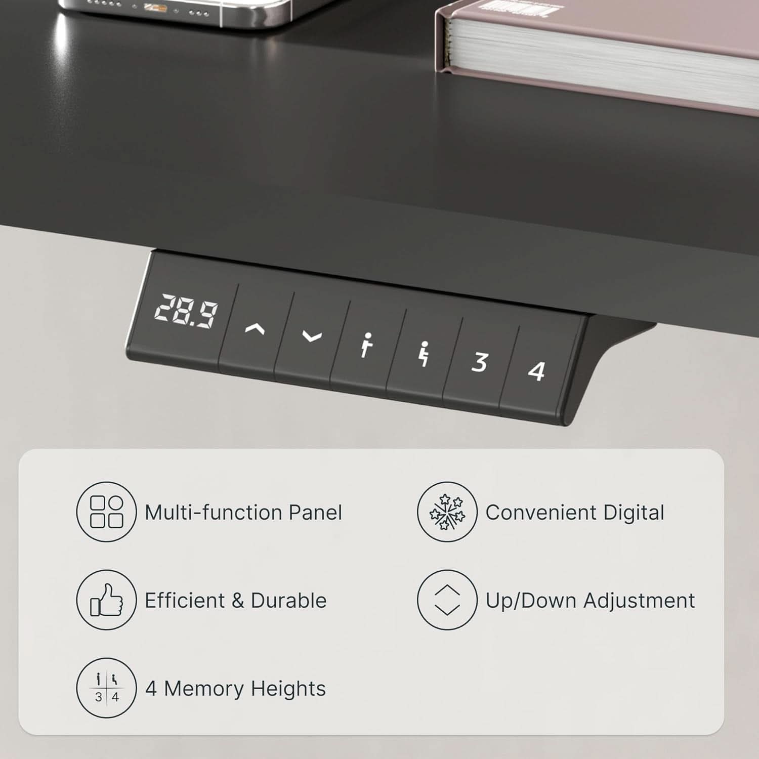 Electric Height Adjustable Standing Desk 48 X 24 Black