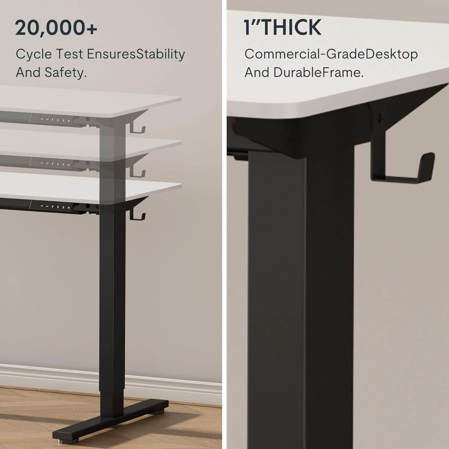 Electric Height Adjustable Standing Desk 48X24 Inches
