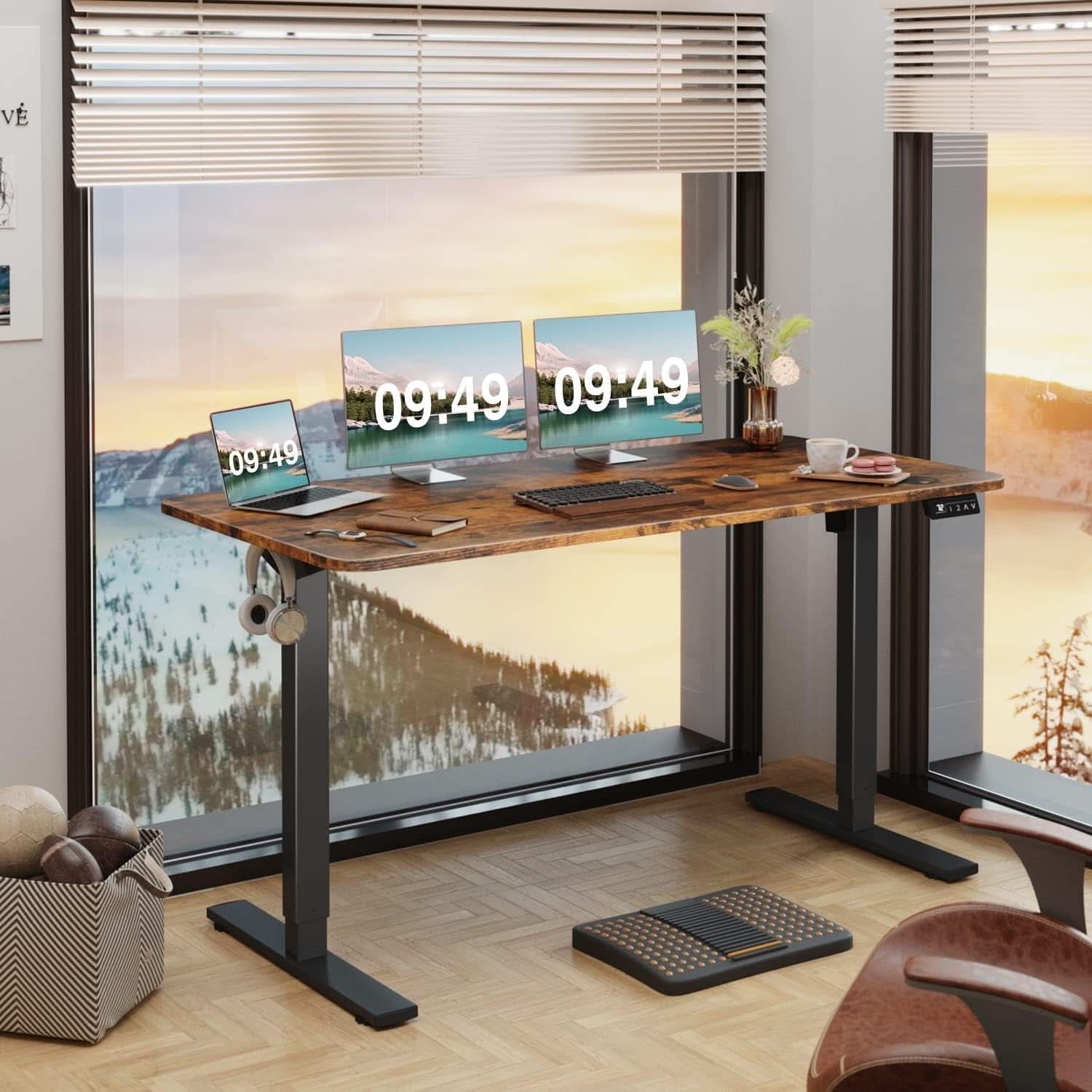 Electric Height Adjustable Standing Desk 55 X 24 Inch With Memory Presets