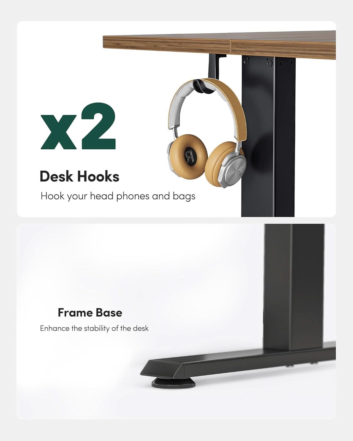 Electric Height Adjustable Standing Desk 55x24 Black Walnut