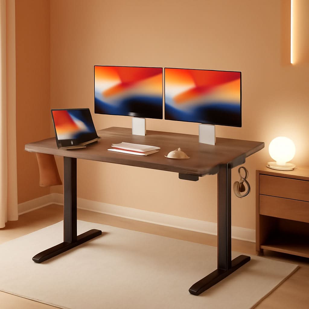 Electric Height Adjustable Standing Desk 55x24 Black Walnut