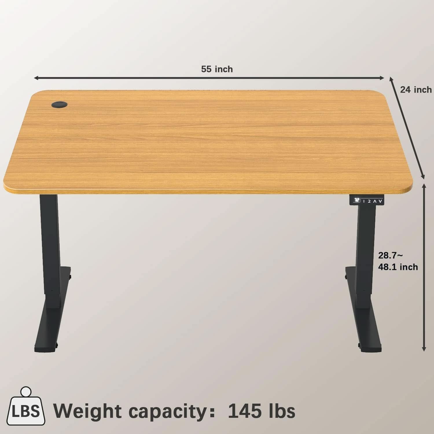 Electric Height Adjustable Standing Desk 55x24 Memory Preset