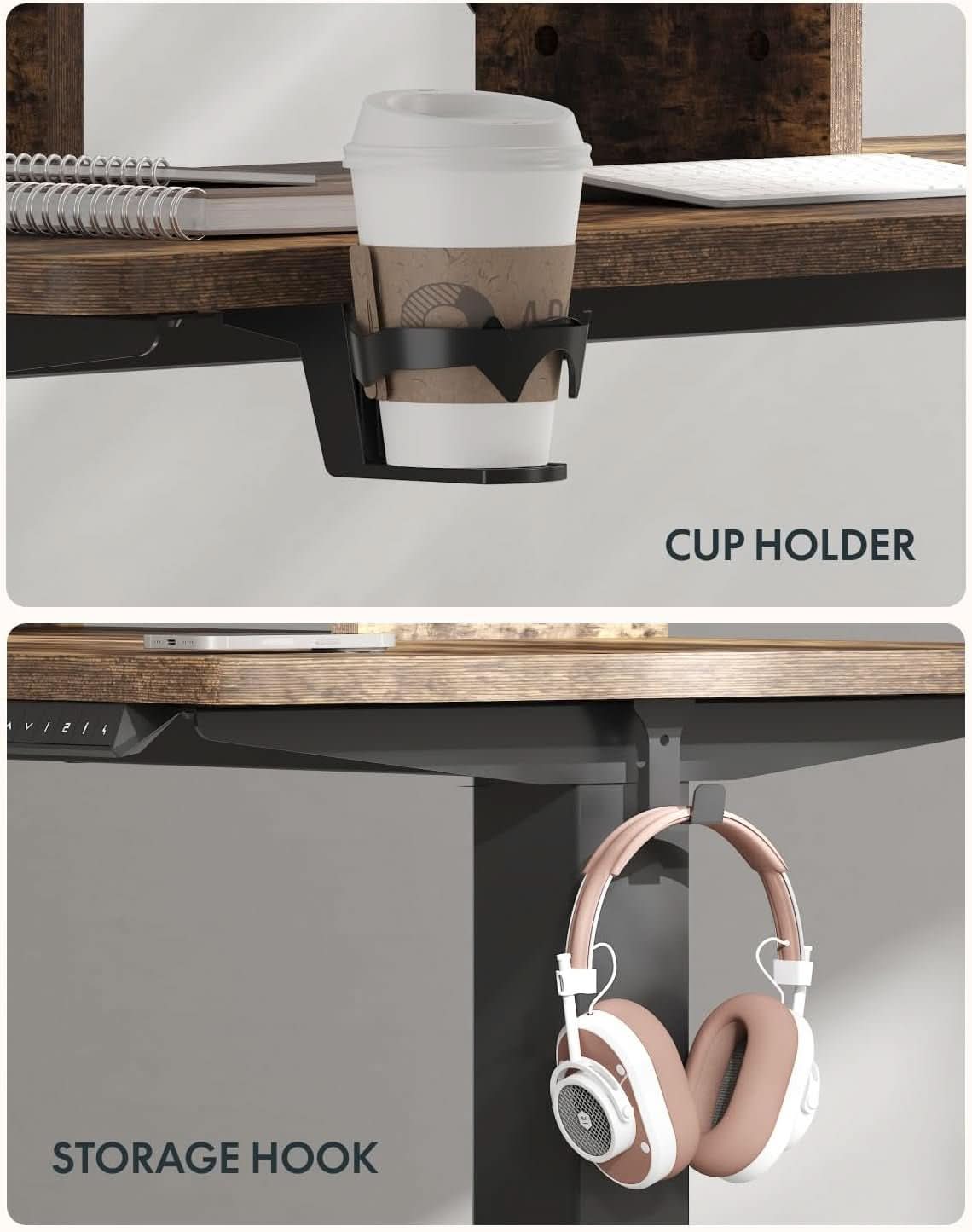 Electric Height Adjustable Standing Desk with Monitor Riser