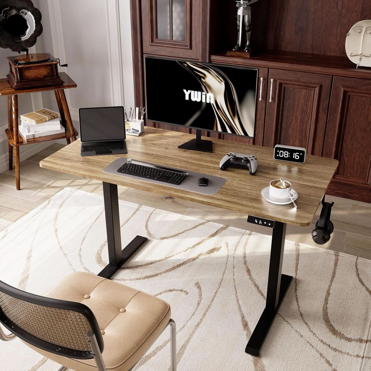 Electric Height Adjustable Standing Desk with Wheels