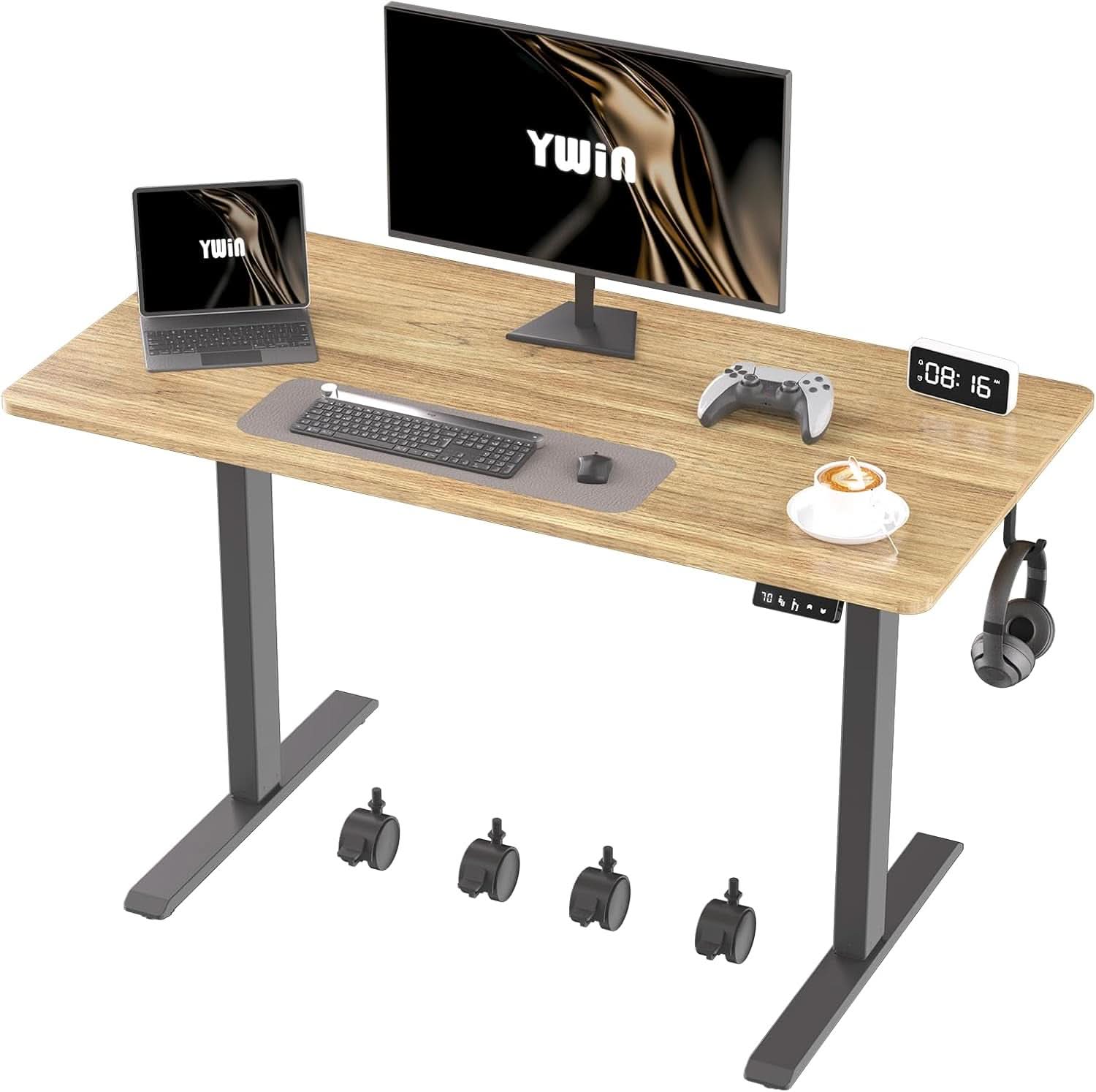 Electric Height Adjustable Standing Desk with Wheels