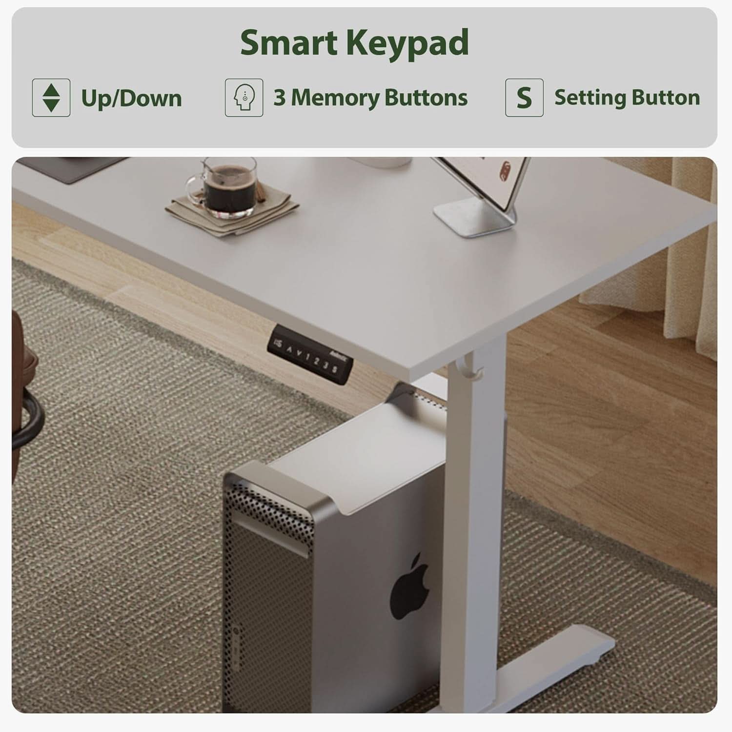 Electric L Shaped Standing Desk 63X55 White Sit Stand