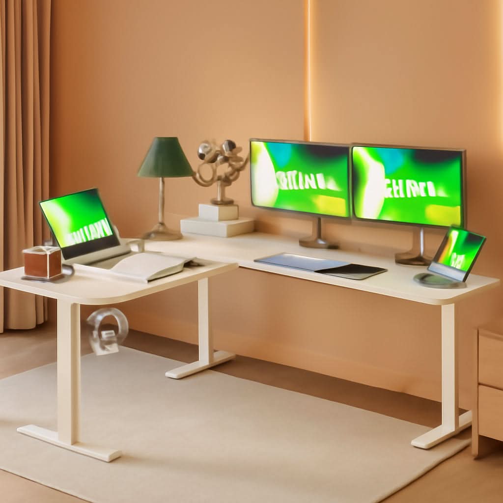 Electric L Shaped Standing Desk 63X55 White Sit Stand