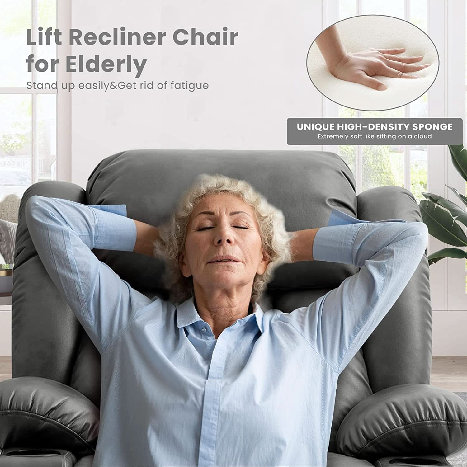 Electric Lift Recliner Chair For Seniors Grey Single Motor