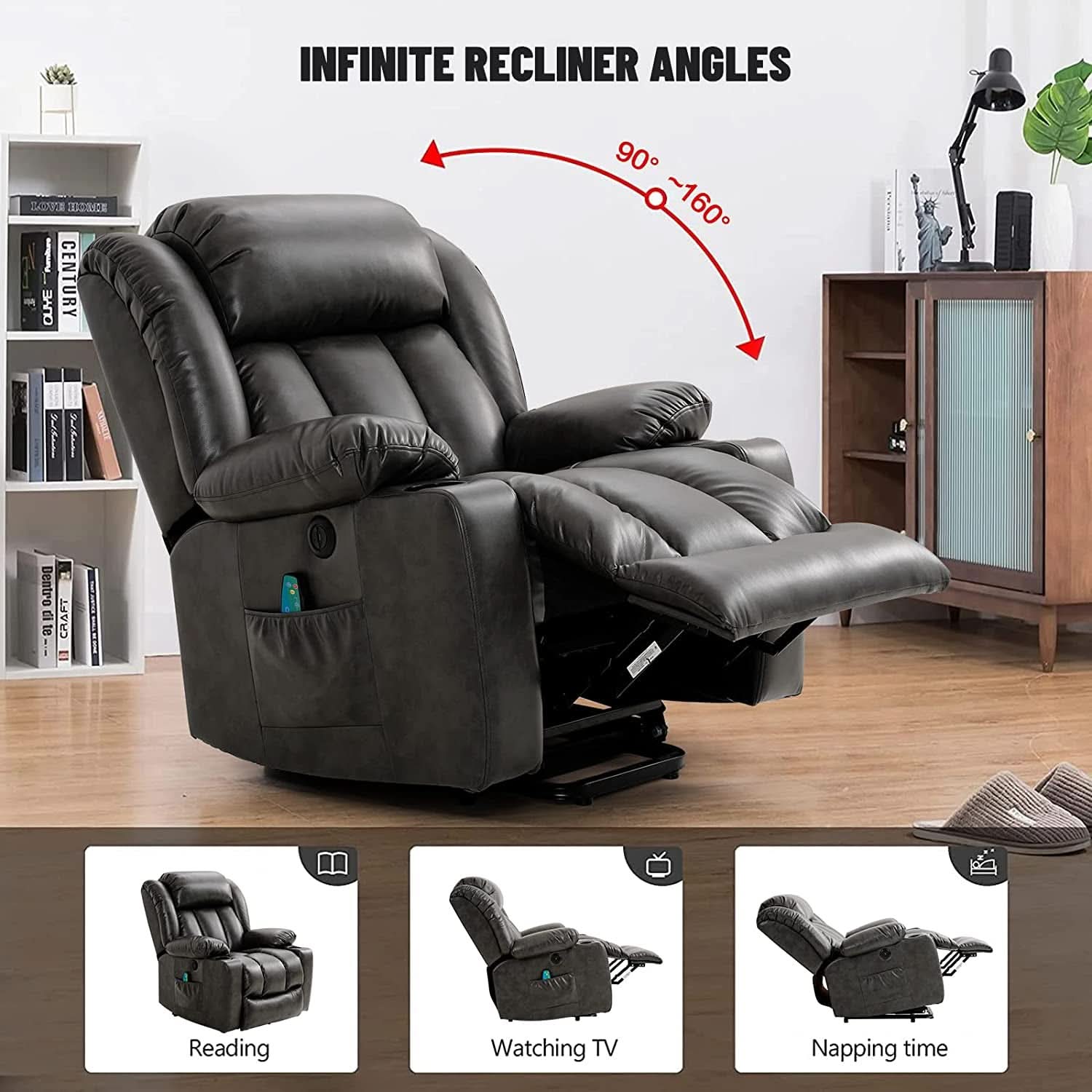 Electric Lift Recliner Chair For Seniors Grey Single Motor