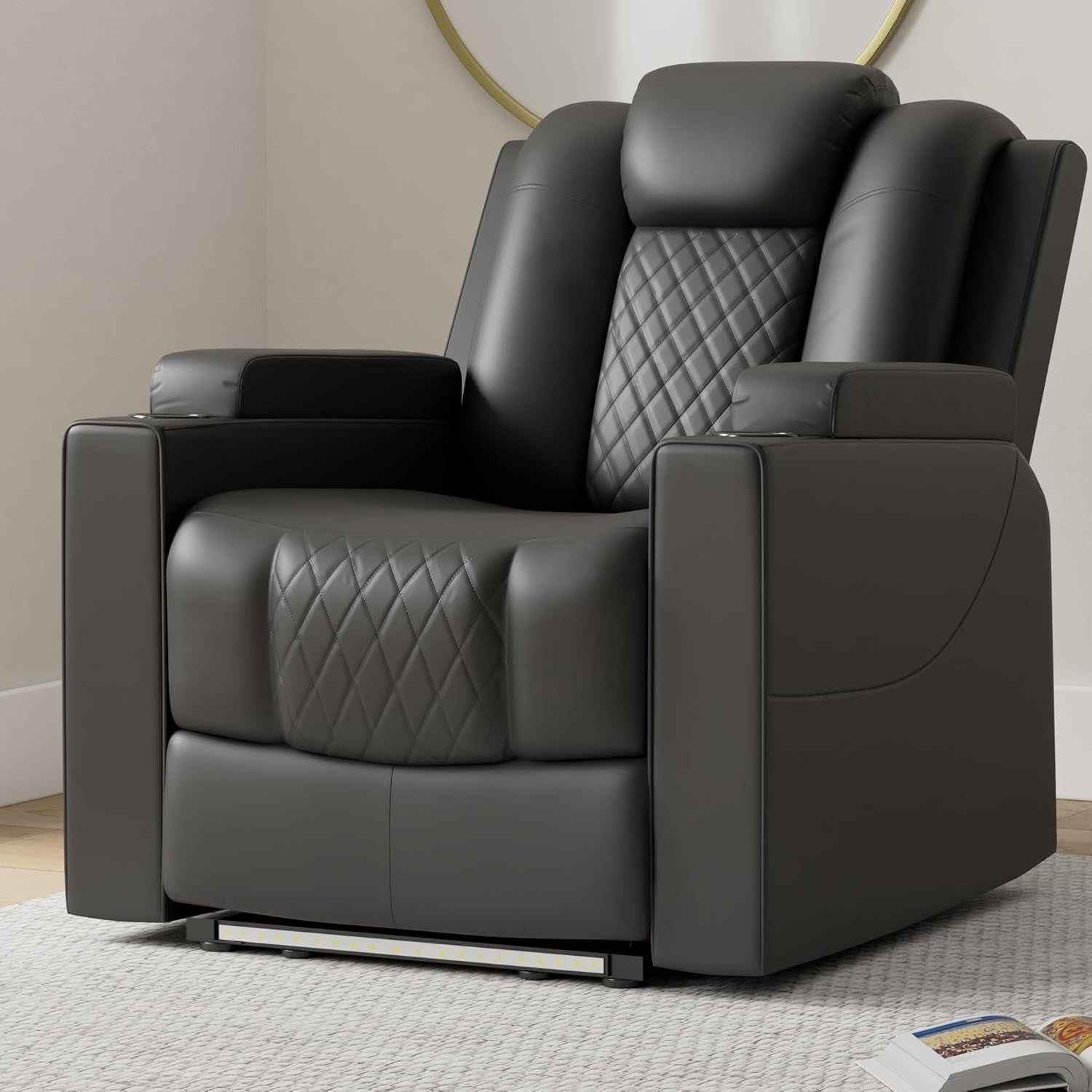Electric Massage Recliner Black For Living Room Theater