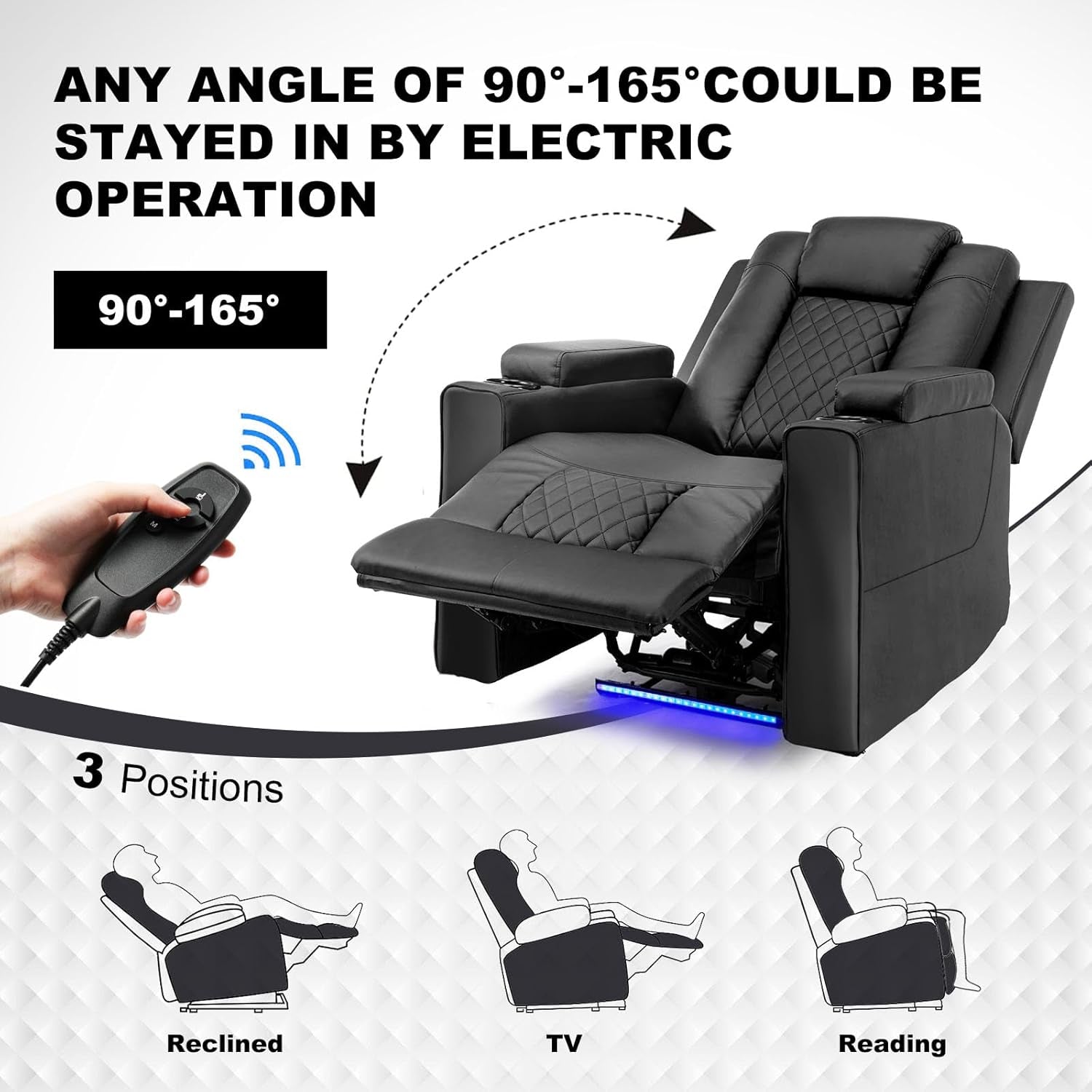 Electric Massage Recliner Black For Living Room Theater