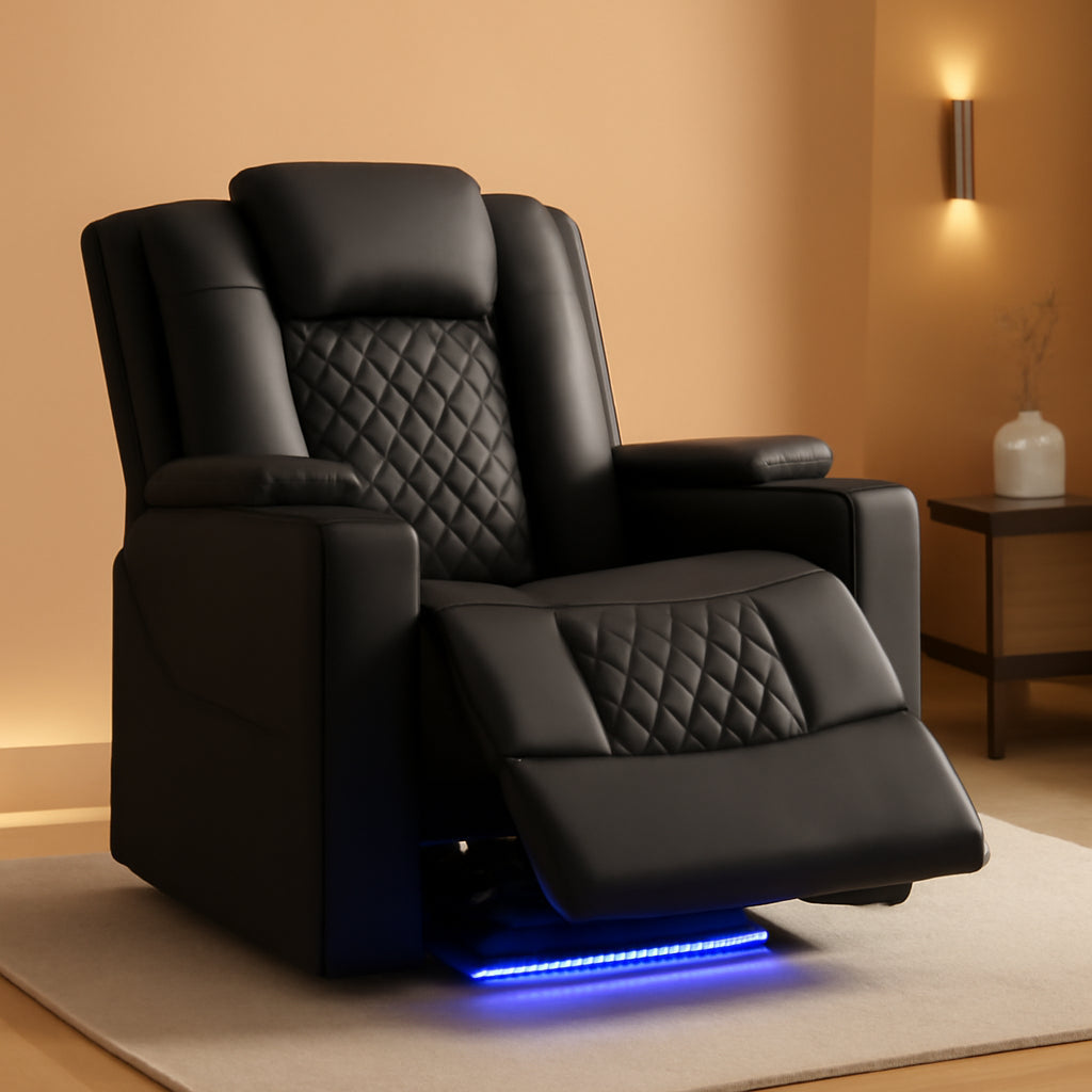 Electric Massage Recliner Black For Living Room Theater