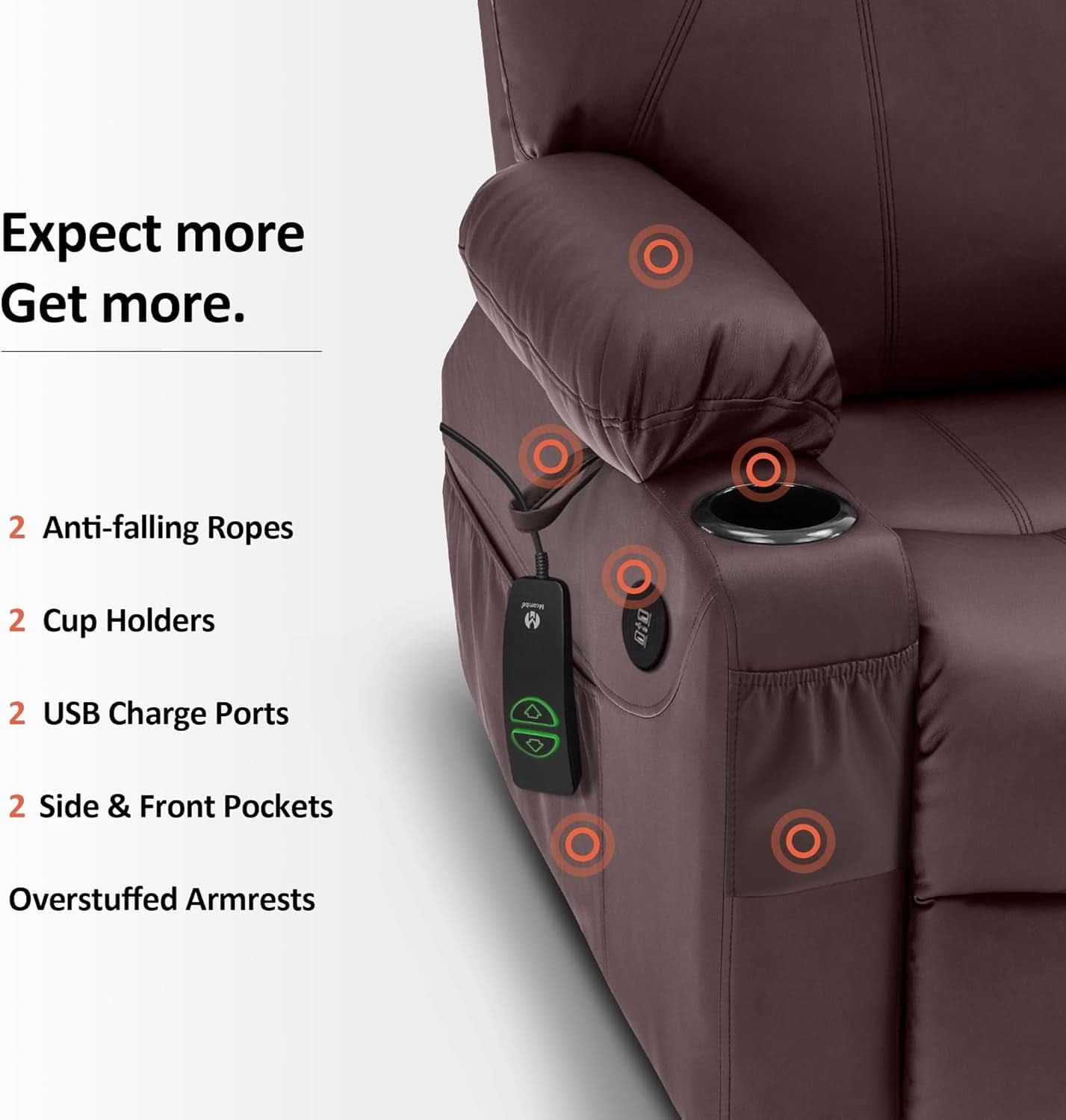 Electric Power Lift Recliner Chair Brown With Massage