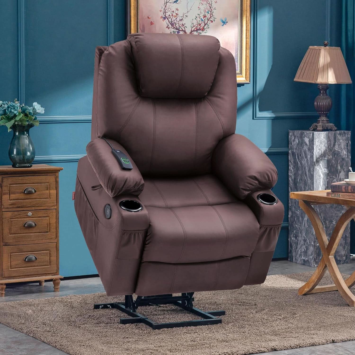 Electric Power Lift Recliner Chair Brown With Massage