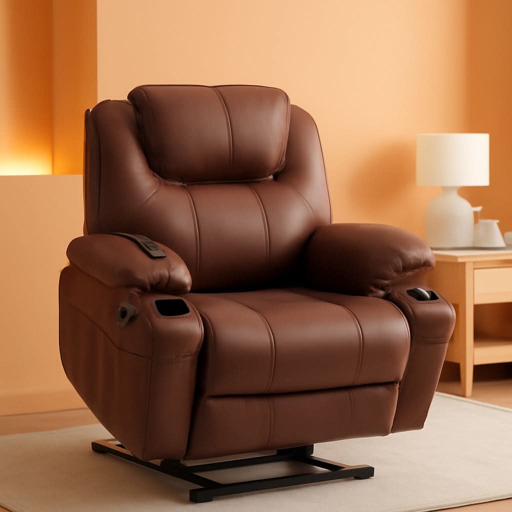 Electric Power Lift Recliner Chair Brown With Massage