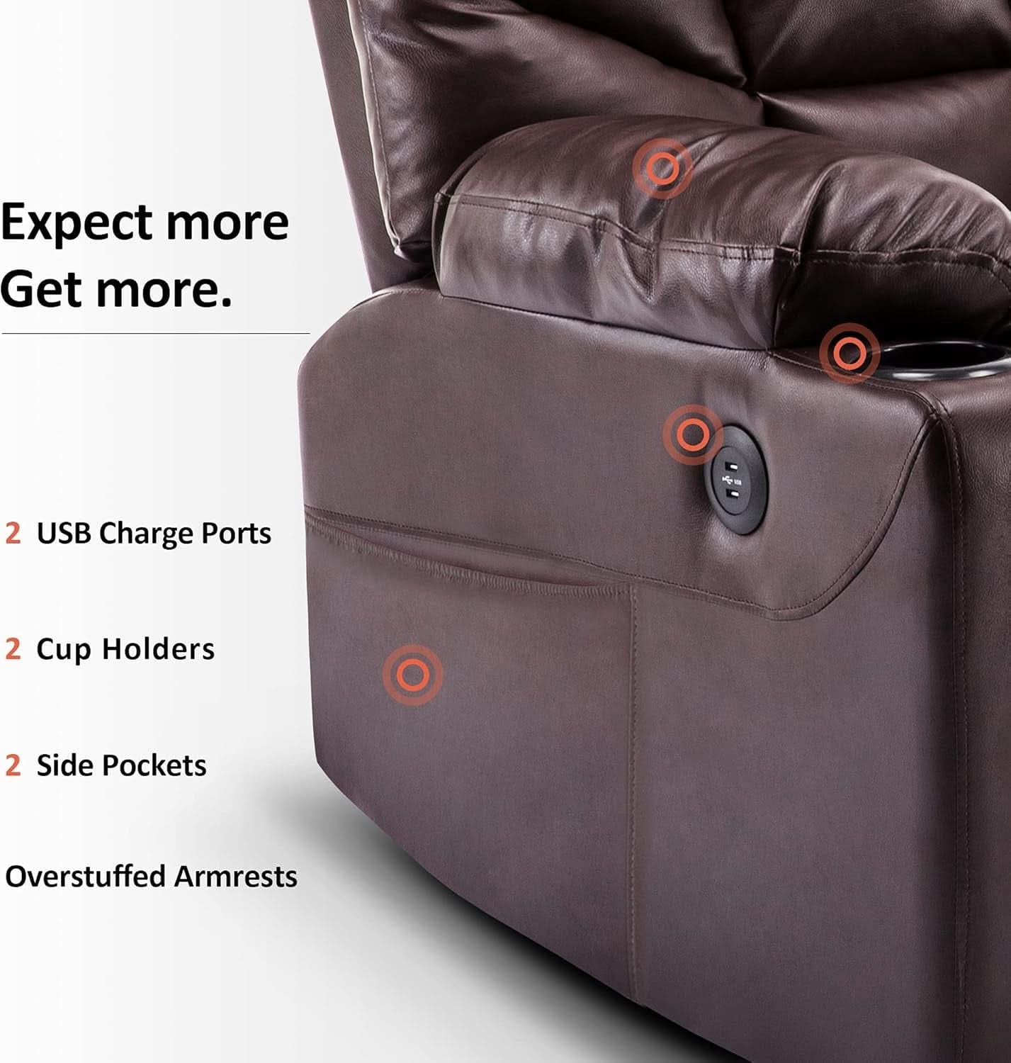 Electric Power Lift Recliner Chair Dark Brown Massage