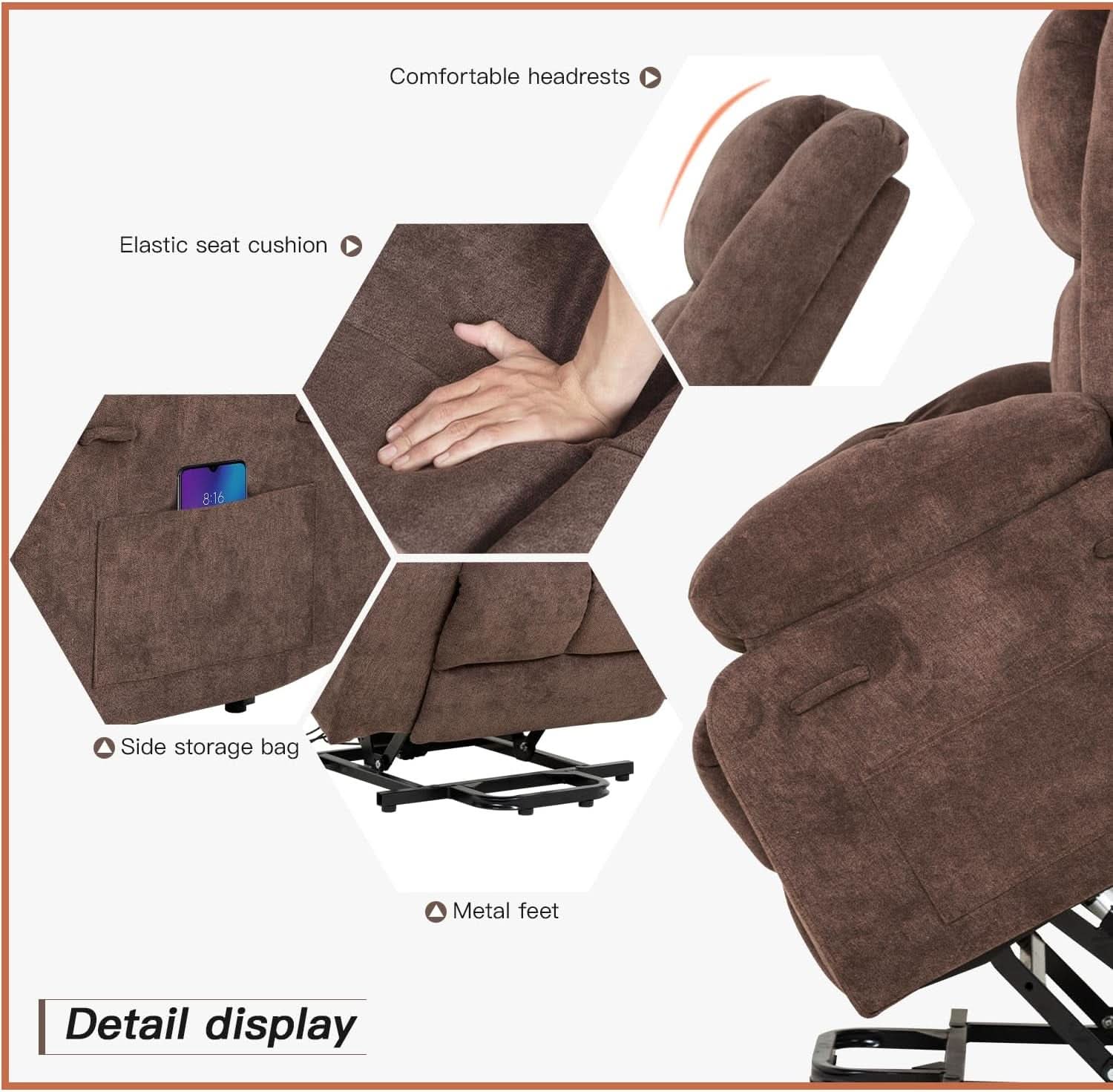 Electric Power Lift Recliner Chair With Massage And Heat