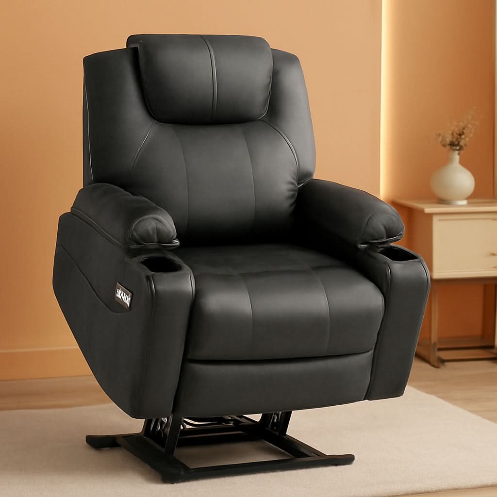 Electric Power Lift Recliner Chair With Massage And Heat Grey Medium