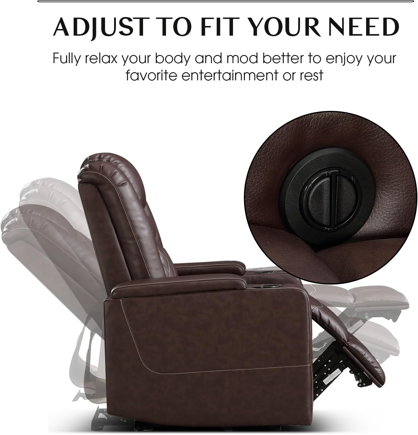 Electric Power Recliner Chair Red USB Ports Cup Holders