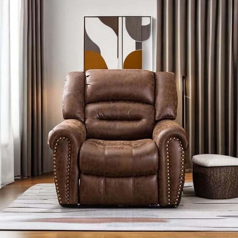 Electric Power Recliner Pair Nut Brown Leather With USB Port