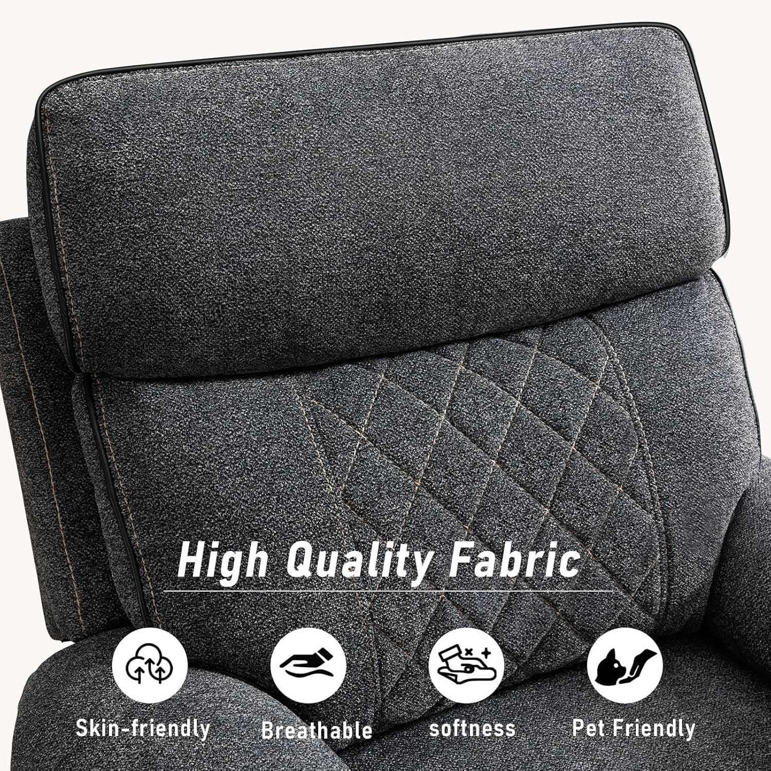 Electric Recliner Chair With Soft Fabric And Cup Holders